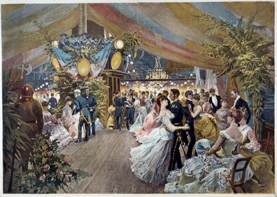 Een bal aan boord van een lijnschip. Illustratie door Cesare Detti (1847-1914) 19e eeuw Parijs, Musee Carnavalet door Cesare Auguste Detti