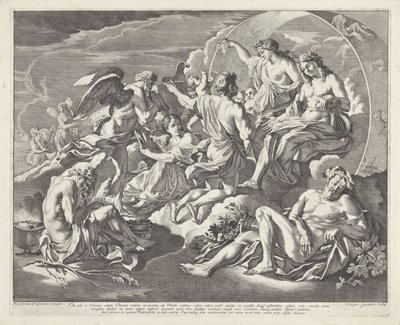 Phaëthon vraagt of hij in de wagen van Apollo mag rijden door Cesare Fantetti