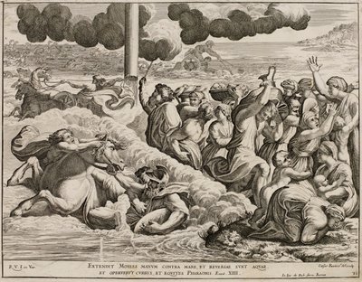 De Israëlieten steken de Rode Zee over naar fresco van Raphael door Cesare Fantetti
