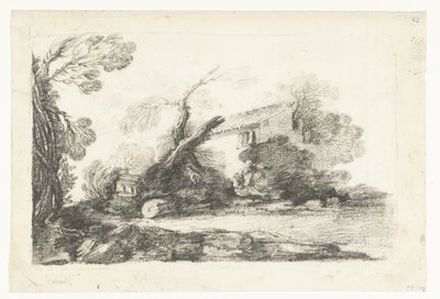 Landschap met boerenhuis door Cesare Gennari