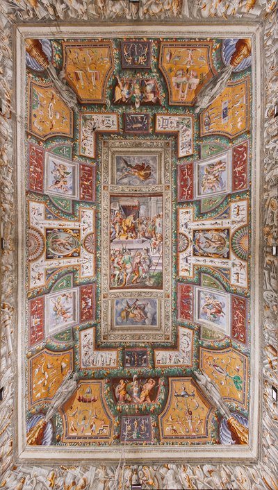 Plafond van de Sala delle Gesta Rossiane, Rocca dei Rossi, San Secondo, Parma, Italië, ca.1570 door Cesare and Jacopo Bertoia and others Baglione