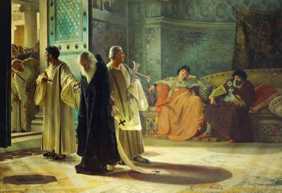 Aftreden van Paus Silverio, 537 door Cesare Maccari