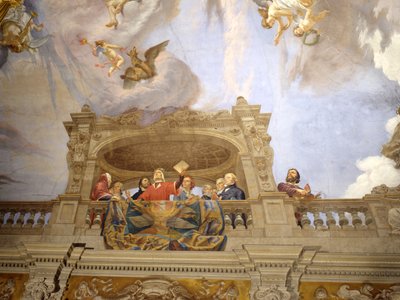 Dante, Petrarca, Cola di Rienzo, A. da Brescia en Vittorio Alfieri (detail) door Cesare Mariani