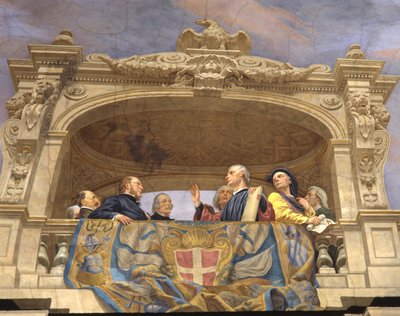 Macchiavelli, A. Gentili, Pier Capponi en Cavour (detail) door Cesare Mariani