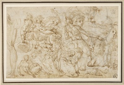 Blad met Figurenstudies, ca. 1600 door Cesare Pollini