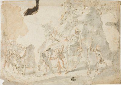 Triomf van Bacchus met dronken Silenus op ezel door Cesare Pollini