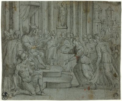 Salomo ontvangt de Koningin van Sheba door Cesare Rossetti