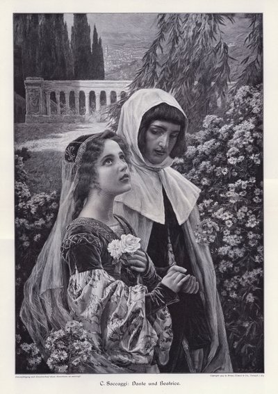 Dante en Beatrice door Cesare Saccaggi
