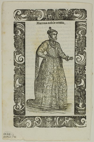 Blad uit Habiti antichi e moderni, plaat 93 uit Woodcuts from Books of the XVI Century door Cesare Vecellio