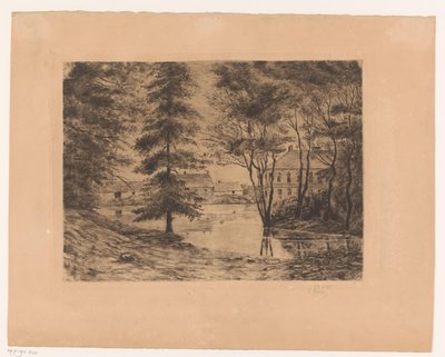 Gezicht op kasteel Ghlin door Ch. Perrin (signed by artist)