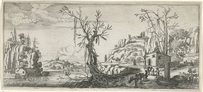 Landschap met reizigers met pakezels door Chaerles de Hooch