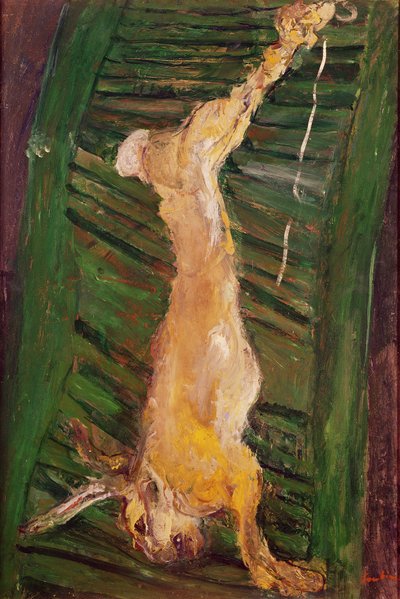 Haas op een groene luik door Chaim Soutine
