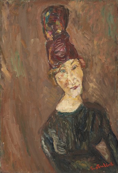 De vrouw met de grote hoed, ca. 1919 door Chaim Soutine