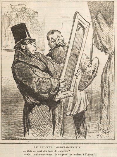 Le peintre impressionniste: Mais ce sont des tons de cadavre..., 1877 door Cham