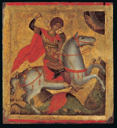 Icoon van St. Joris te Paard, die de Draak Doodt door Chanter Angelos Akotandos