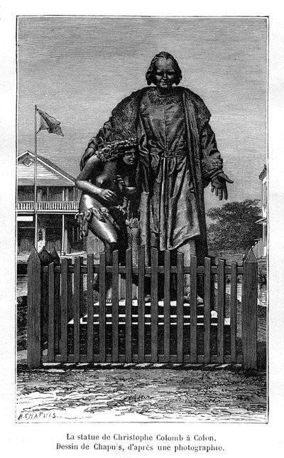 Standbeeld van Christoffel Columbus, Colón, Panama, 19e eeuw door Chapuis