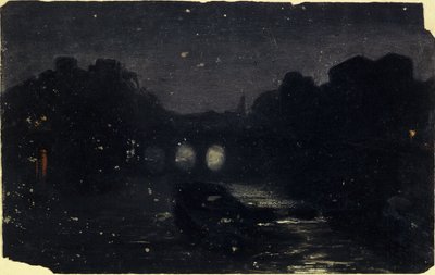 Effet de nuit sur les bords de la Seine door Charles Emile Cuisin