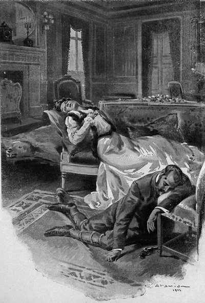 Aartshertog Rudolf, kroonprins van Oostenrijk, pleegt zelfmoord met zijn minnares, barones Mary Vetsera, in zijn jachthuis in Mayerling - Drama van Mayerling: Aartshertog Rudolf van Habsburg door Charles Garabed Atamian