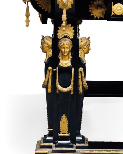 Napoleon III tafel, ontworpen door Jean Brandely, marqueterie door E. Varlot, Parijs door Charles Guillaume Diehl