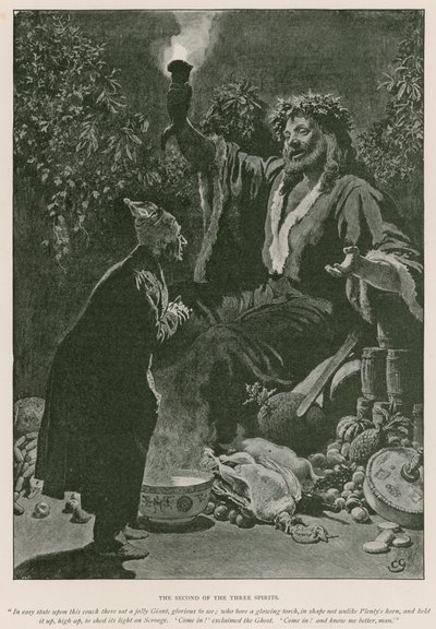 Illustratie voor A Christmas Carol van Charles Dickens door Charles (after) Green