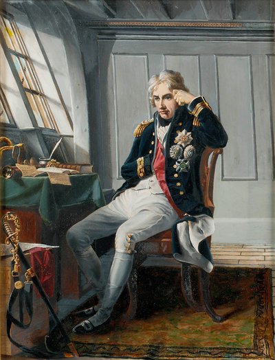 Burggraaf Horatio Nelson (1758-1805), voor de Slag bij Trafalgar, 21 oktober 1805, ca. 1854 door Charles (after) Lucy