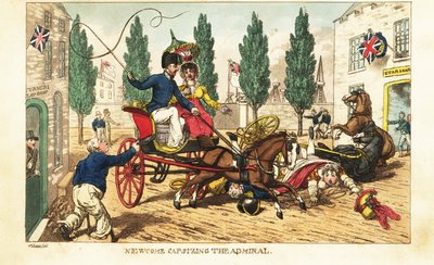 Adelborst Newcome crasht zijn gig in de tweespan van de admiraal in Gosport door Charles (c.1797 1850) (after) Williams