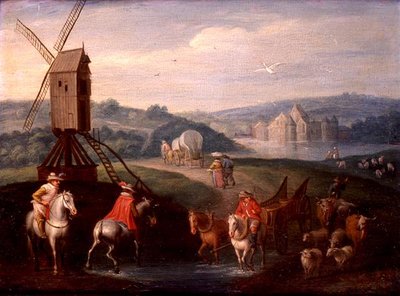 Landschap met een Windmolen door Charles (circle of) Beschey