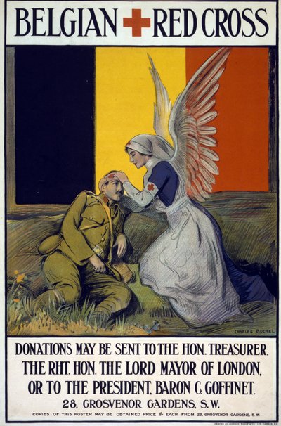 Fondsenwervingsposter voor het Belgische Rode Kruis, pub. 1914-18 door Charles A. Buchel