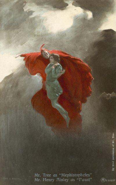 Herbert Beerbohn Tree als Mephistopheles en Henry Ainley als Faust door Charles A. Buchel