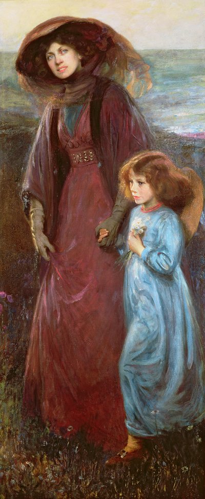 Portret van mevrouw Muriel Waddington en dochter door Charles A. Buchel