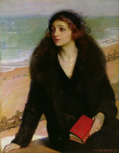 Portret van Ursula Bloom (1892-1984) op de Promenade in Walton-on-the-Naze door Charles A. Buchel
