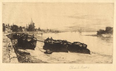 Modderboten op de Theems door Charles A. Platt