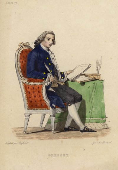 Portret van Jean Baptiste Gresset door Charles Abraham Chasselat
