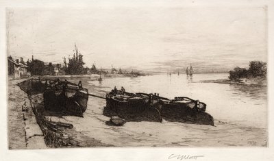 Modderboten op de Theems, 1883 door Charles Adams Platt