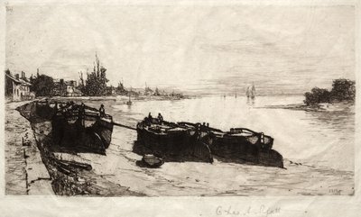 Modderboten op de Theems, 1883 door Charles Adams Platt