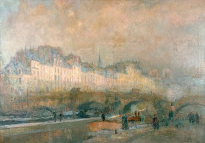De sluis van de munt in winterzon, Parijs door Charles Albert Lebourg