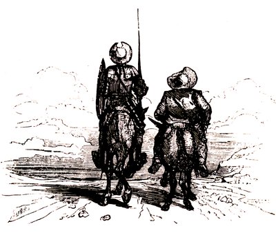 Don Quichot op zijn paard, naast Sancho op zijn ezel door Charles Albert d