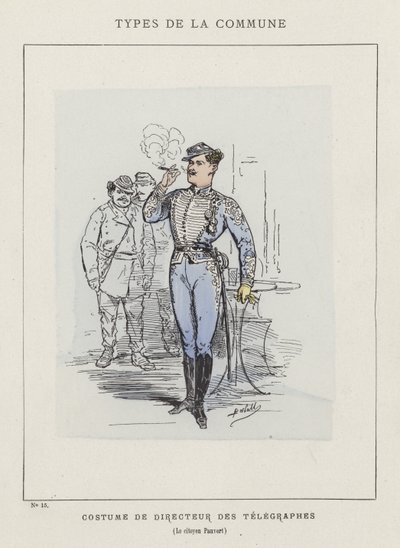 Kostuum van Directeur des Telegraphes, Le citoyen Pauvert door Charles Albert d Arnoux Bertall
