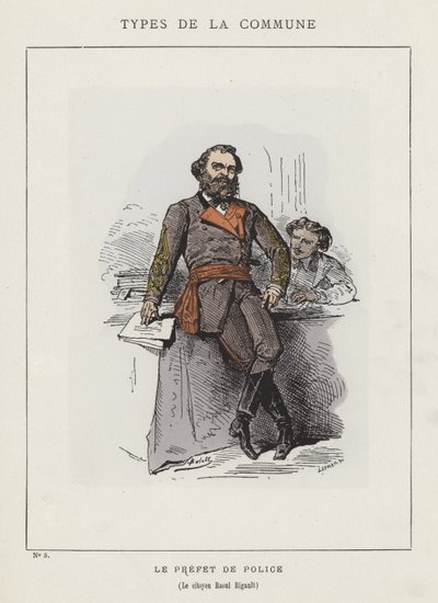 De prefect van politie, de burger Raoul Rigault door Charles Albert d Arnoux Bertall