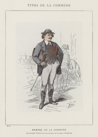 Lid van de Commune, De burger Valles bij de barricades van het Place Vendome door Charles Albert d Arnoux Bertall