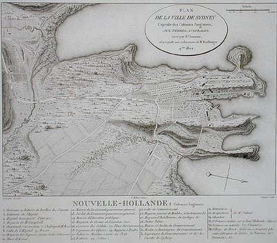 Plan van de stad Sydney door Charles Alexandre (after) Lesueur