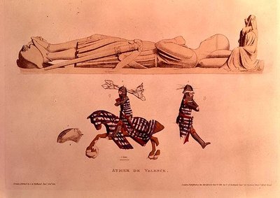 Grafbeeld van de ridder Aymer De Valence, graaf van Pembroke, uitgegeven 1811 door Charles Alfred Stothard