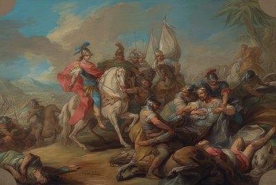 De overwinning van Alexander de Grote op Poros. Rond 1738 door Charles André van Loo