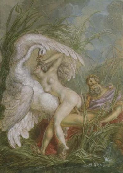 Leda en de Zwaan, uit Histoire Universelle door Charles Antoine (attr. to) Coypel