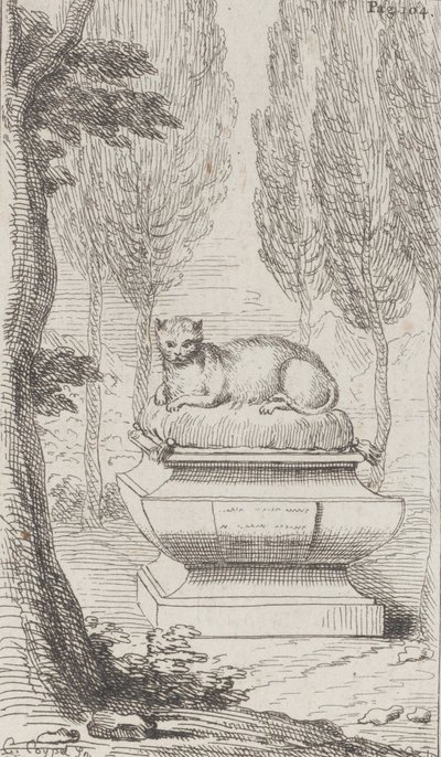 Kat op een graf door Charles Antoine Coypel