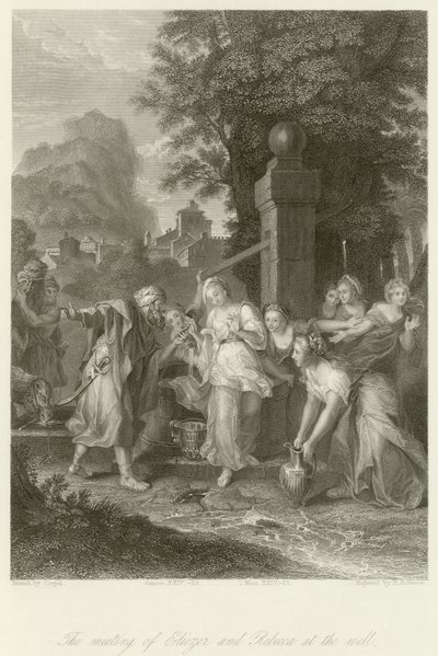 De ontmoeting van Eliezer en Rebecca bij de bron door Charles Antoine Coypel