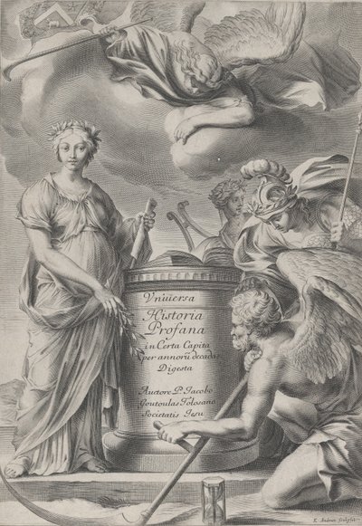 Frontispice voor Vnuiersa Historia Profana, ca. 1630-70 door Charles Audran