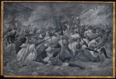 De nederlaag van het Egyptische leger onder Hicks Pasha door de troepen van de Mahdi Muhummad Ahmad bij El Obeid, 5 november 1883 door Charles Auguste Loye