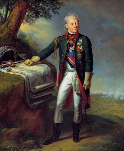 Veldmaarschalk Generalissimo Prins Alexander Suvorov, Russische soldaat, 1815 door Charles Auguste Guillaume Steuben