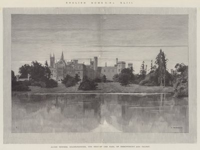 Engelse huizen, Alton Towers, Staffordshire, de zetel van de Graaf van Shrewsbury en Talbot door Charles Auguste Loye
